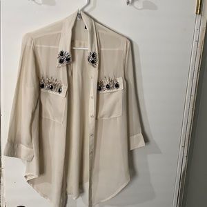 Cream chiffon Button Up